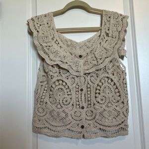 Crochet Lace Beige Top